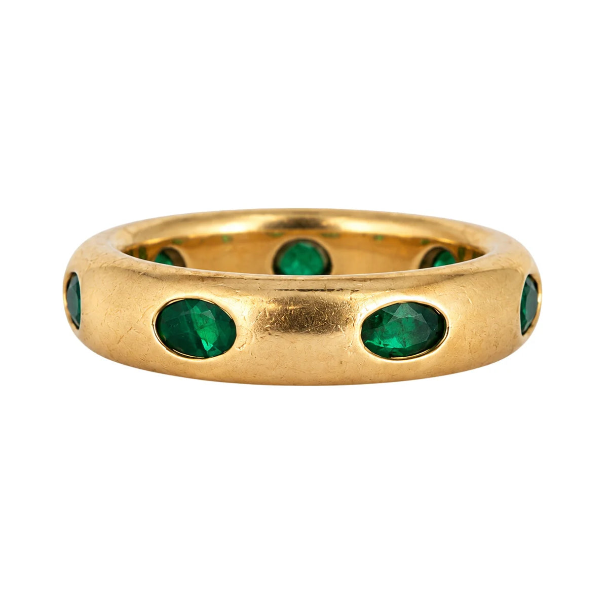 Bague Jonc FRED en or jaune et émeraudes