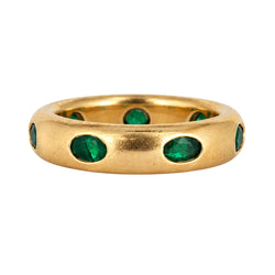Bague Jonc FRED en or jaune et émeraudes