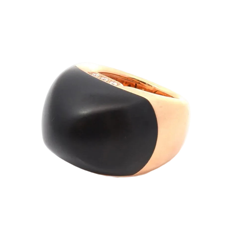 Bague Cocktail en or rose, ébène et diamants