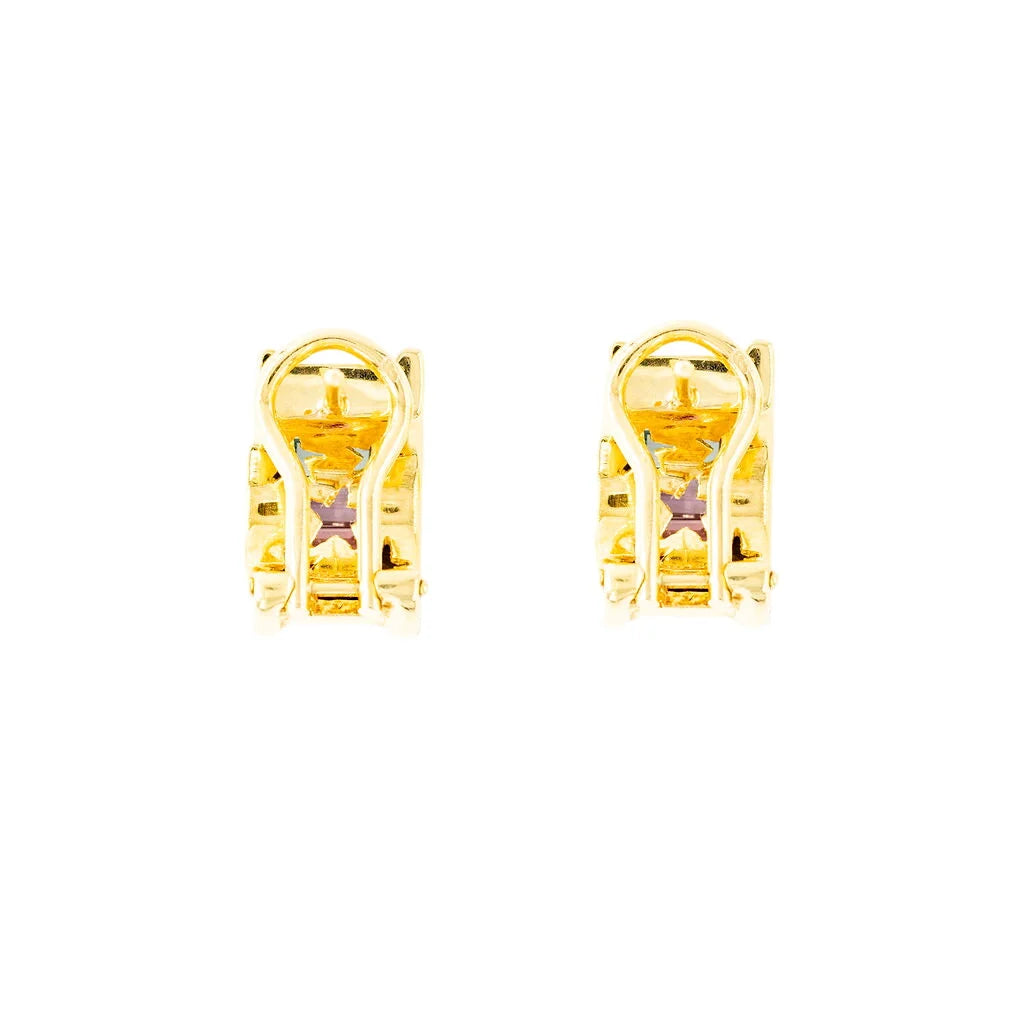 Boucles d'oreilles H. STERN Rainbow en or jaune, améthystes, citrines, péridots, topazes bleues et diamants
