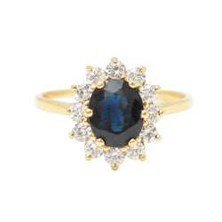 Bague Marguerite en or jaune, saphir et diamants