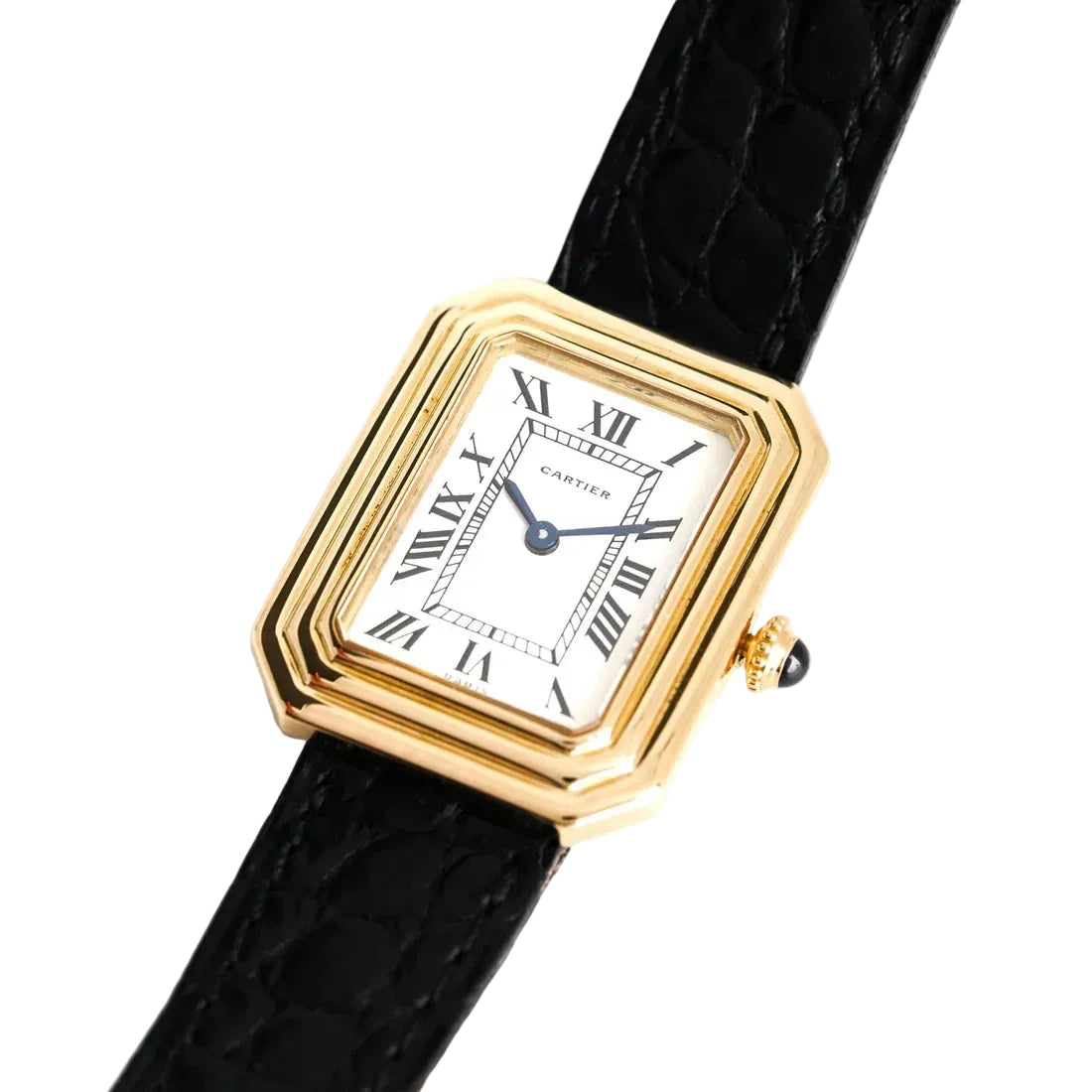 Montre CARTIER "Cristallor" en or jaune, or rose et cuir