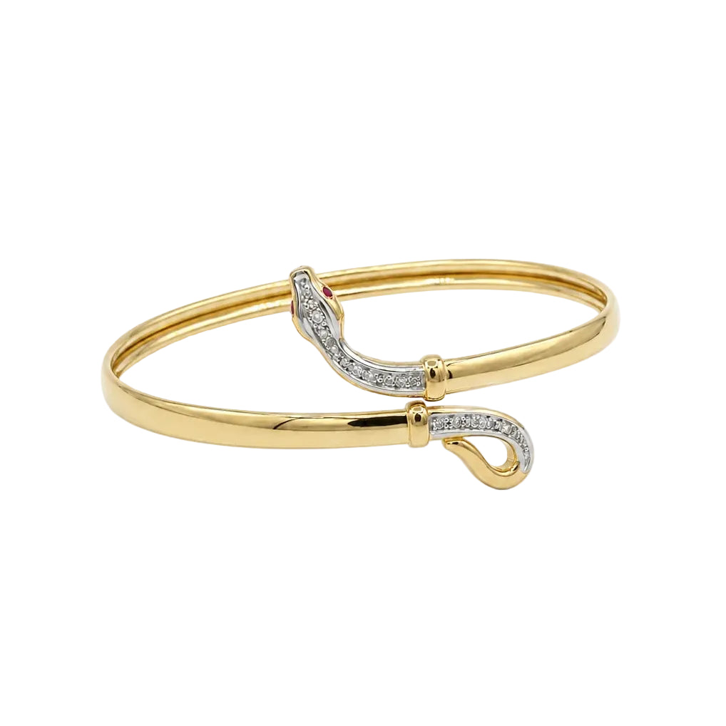 Bracelet Jonc en or jaune, rubis et diamants