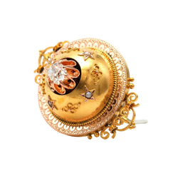 Broche Épingle en or jaune, perles et diamant