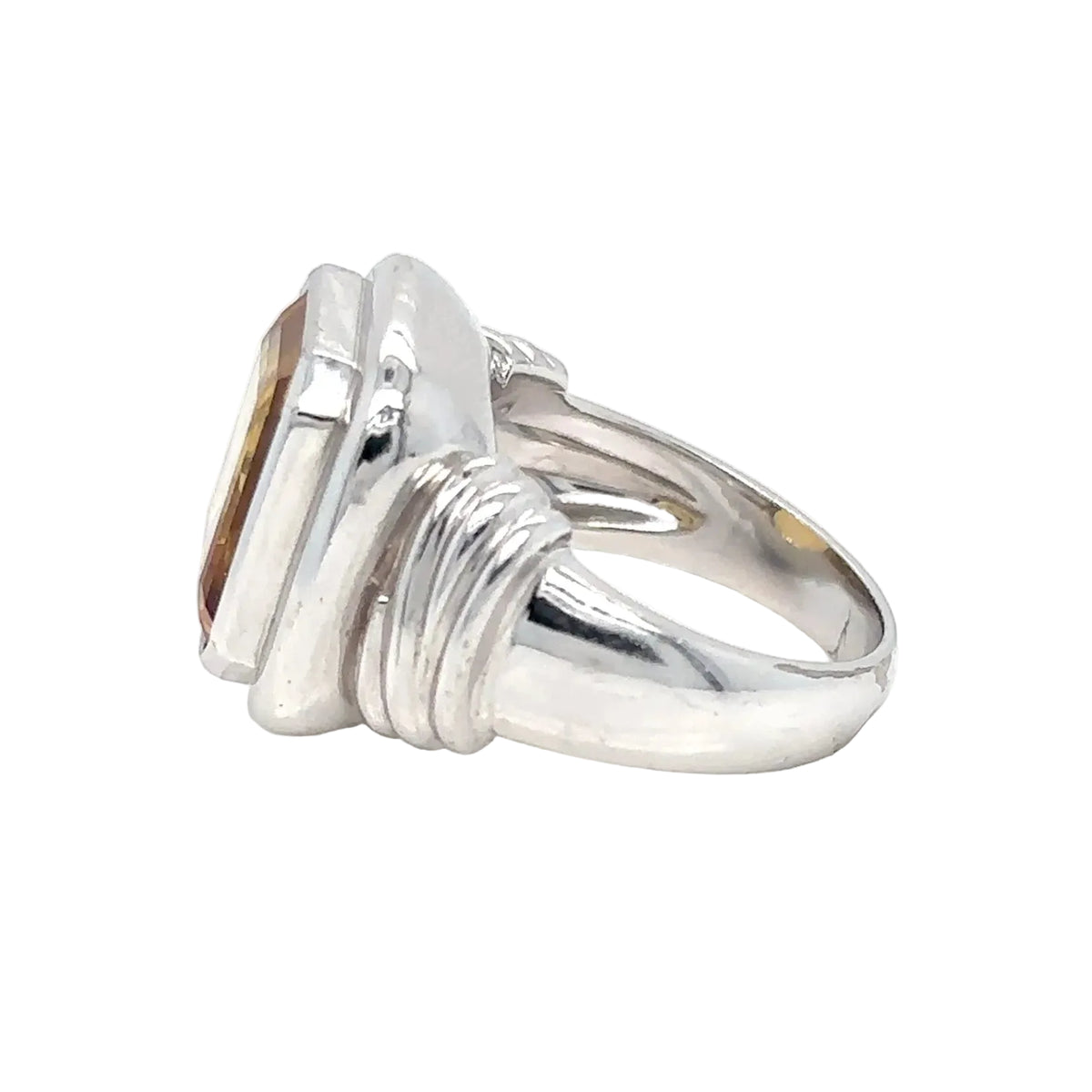 Bague Cocktail en or blanc et citrine