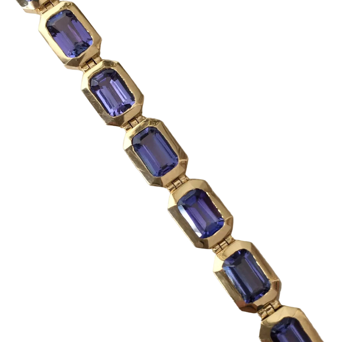 Bracelet Ligne en or jaune et tanzanites
