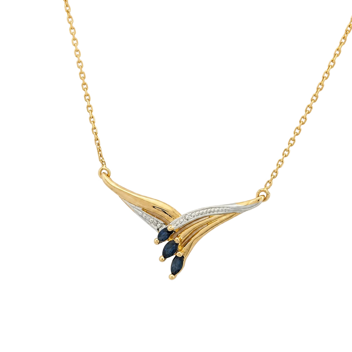 Collier Pendentif en or blanc, or jaune, saphirs et diamant