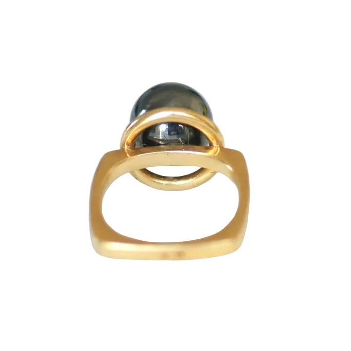Bague Solitaire DINH VAN en or jaune et hématite