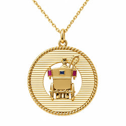 Pendentif MELLERIO en or jaune, saphir et rubis