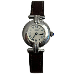 Montre CARTIER Colisée en argent et cuir