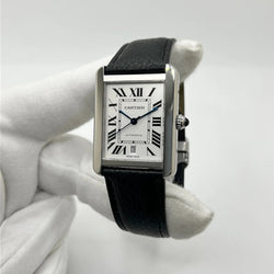 Montre CARTIER Tank Solo XL en acier et cuir