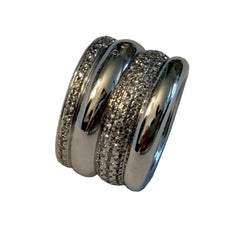 Bague Bandeau POMELLATO "Tubolare" en or blanc et diamants