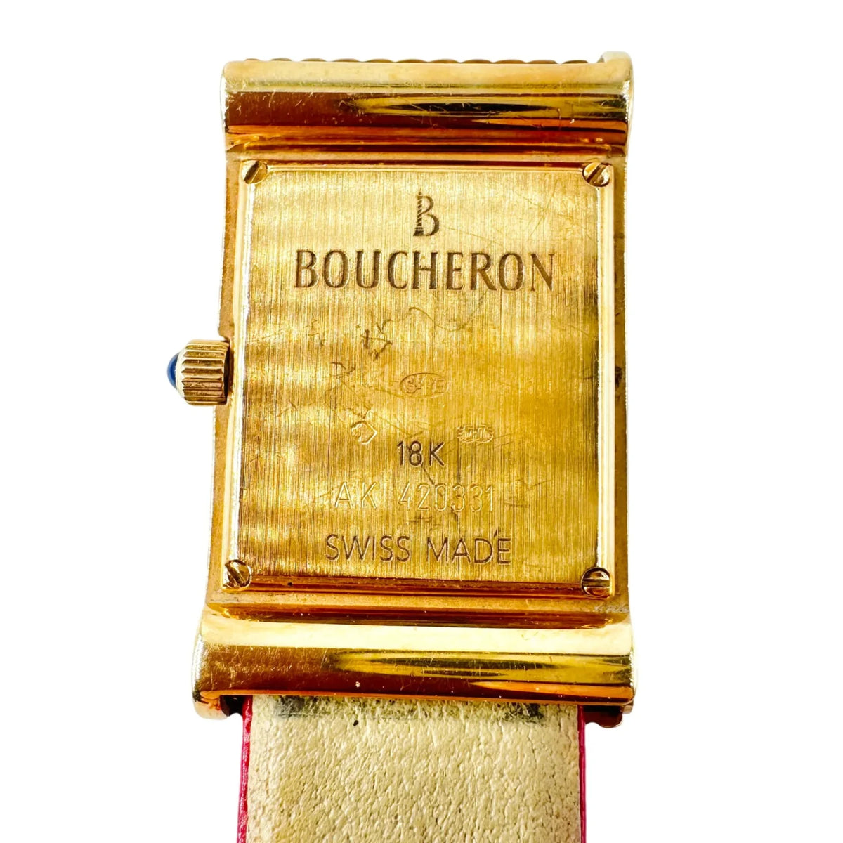 Montre BOUCHERON Reflet en or jaune, cuir et diamants
