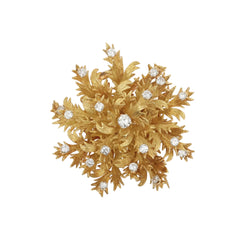 Broche Clip en or jaune et diamants