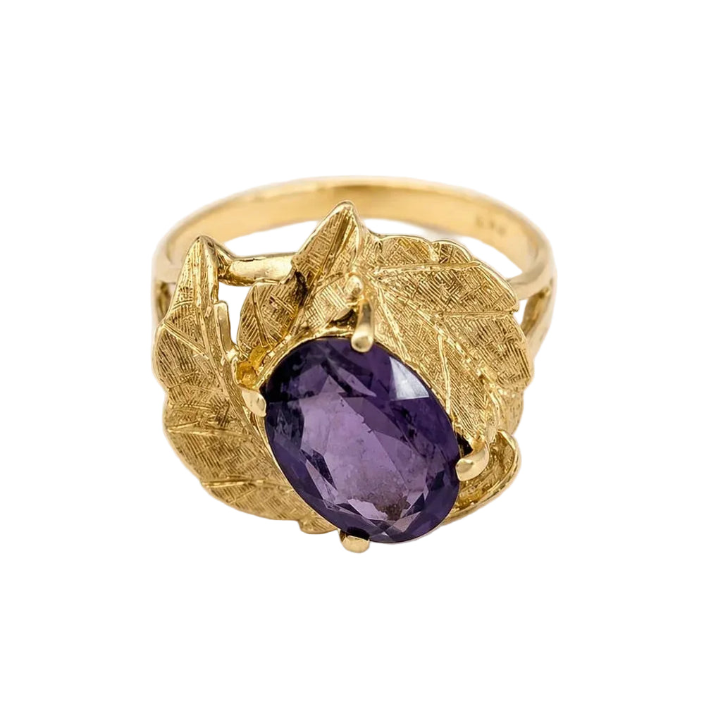 Bague en or jaune et améthyste