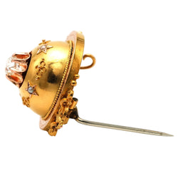 Broche Épingle en or jaune, perles et diamant