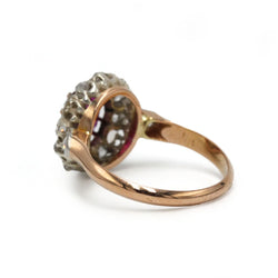 Bague Marguerite en or jaune, platine, rubis et diamants