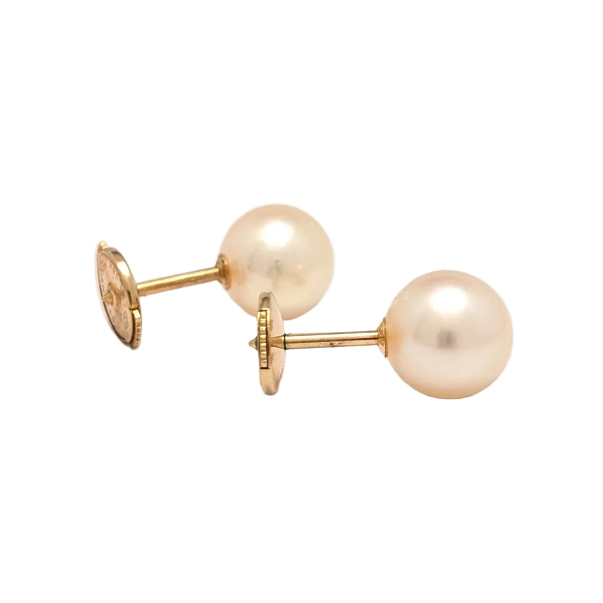Boucles d’oreilles Puces en or jaune et perles