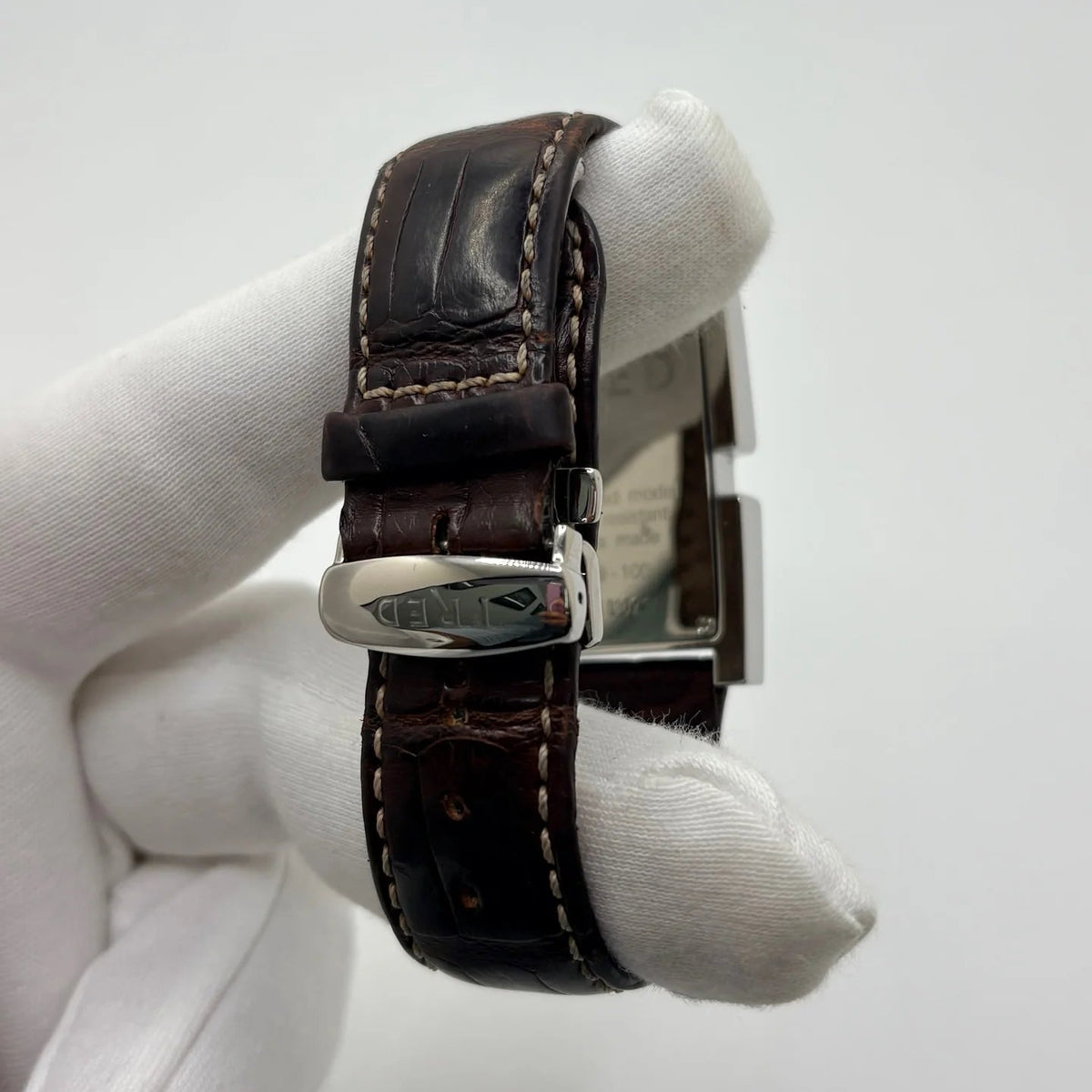Montre FRED "Tank" en acier inoxydable et cuir