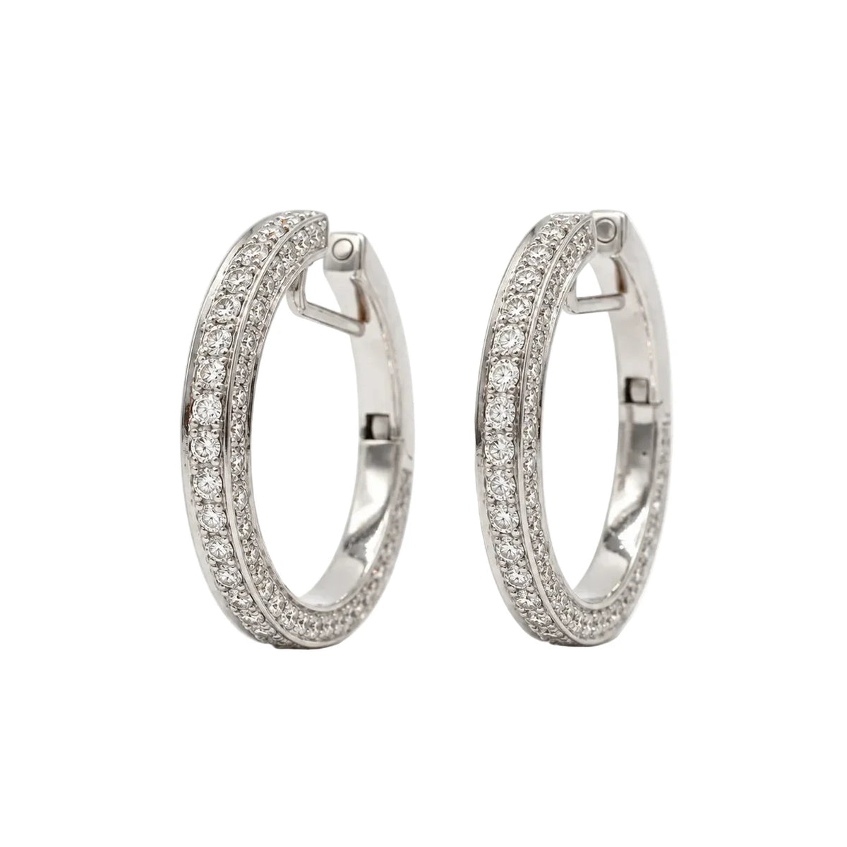 Boucles d’oreilles Créoles en or blanc et diamants