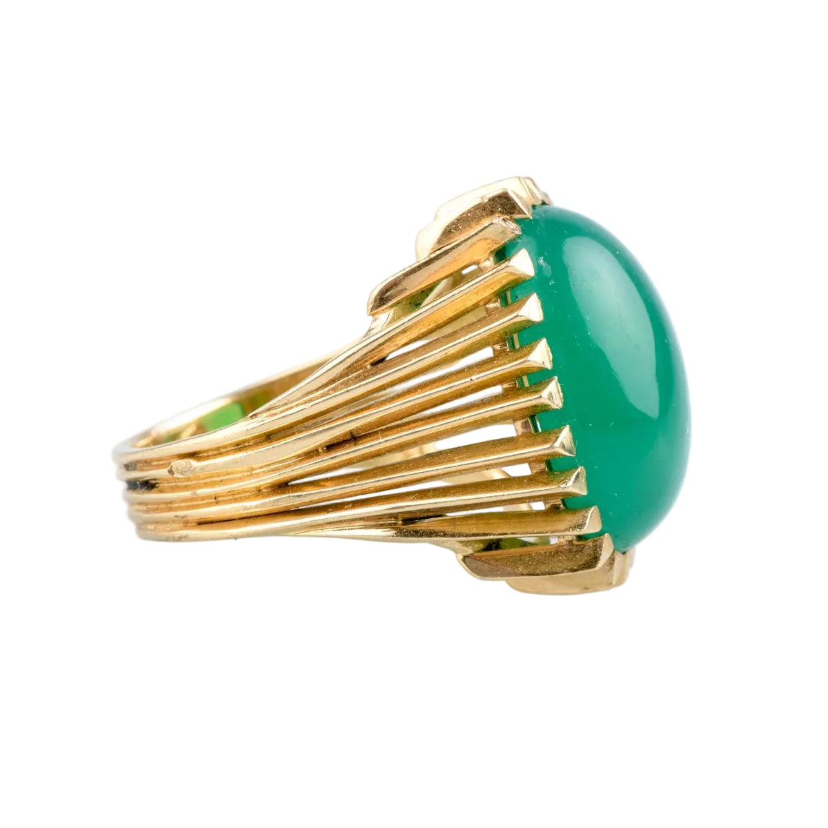 Bague Cocktail en or jaune et chrysoprase