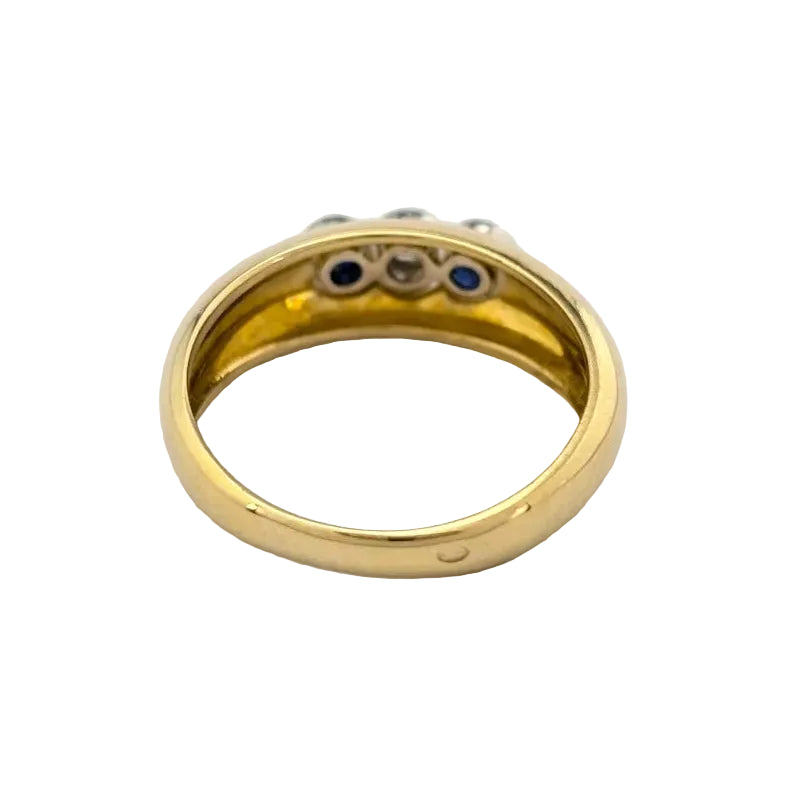 Bague Trilogie en or jaune, saphirs et diamant