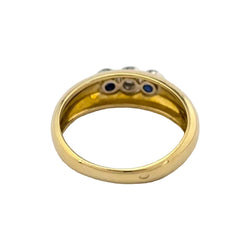 Bague Trilogie en or jaune, saphirs et diamant