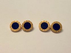 Boutons de manchette BULGARI en or jaune et lapis-lazuli