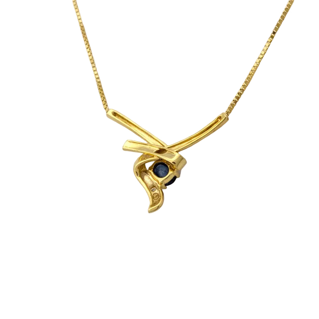 Collier Pendentif en or jaune, saphir et diamants
