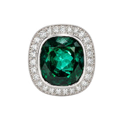 Bague Entourage en or blanc, tourmaline et diamants