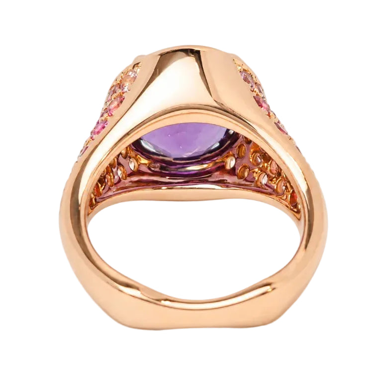 Bague Cocktail en or rose, améthyste, tourmalines et diamants