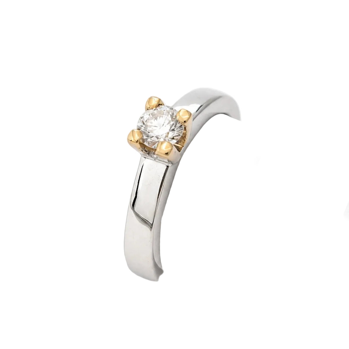 Bague Solitaire en or blanc, or jaune et diamant