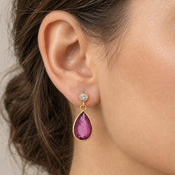 Boucles d'oreilles Pendantes en or jaune, tourmalines et diamants