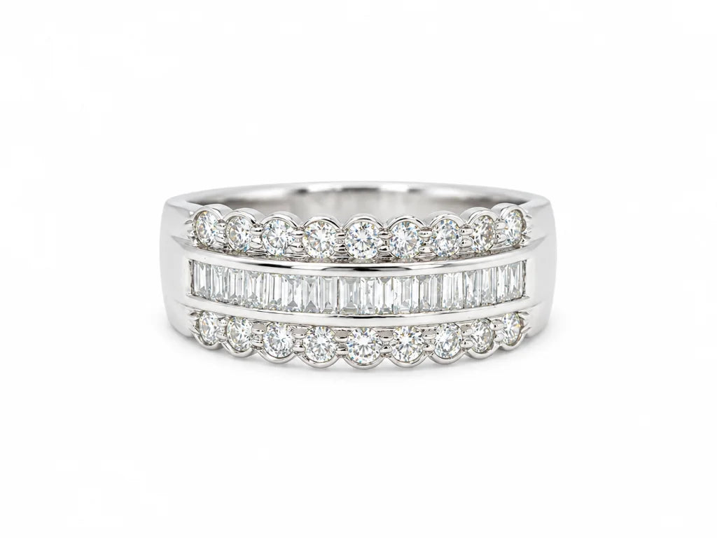Bague Bandeau en or blanc et diamants