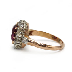 Bague Marguerite en or jaune, platine, rubis et diamants