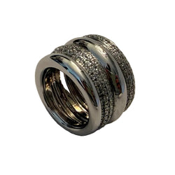 Bague Bandeau POMELLATO "Tubolare" en or blanc et diamants