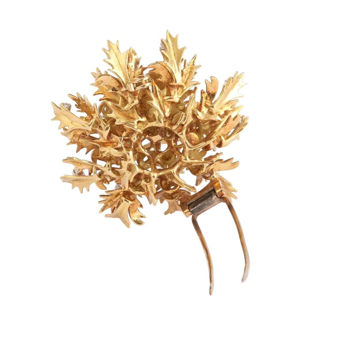 Broche Clip en or jaune et diamants