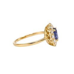 Bague Marguerite en or jaune, saphir et diamants