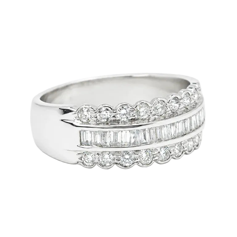 Bague Bandeau en or blanc et diamants