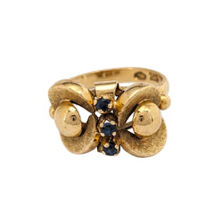 Bague en or jaune et saphirs