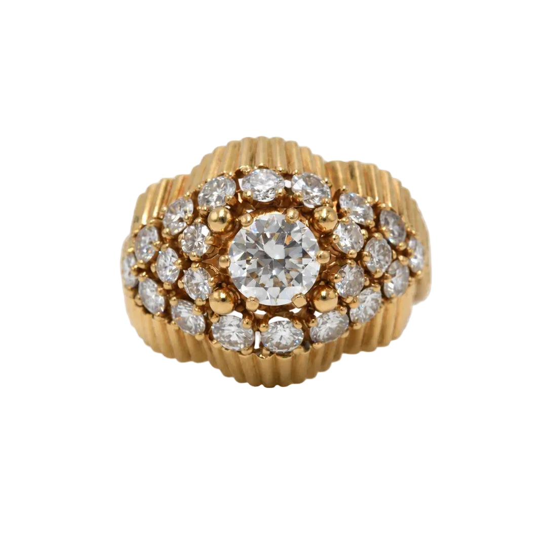 Bague Dôme en or jaune et diamants
