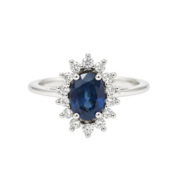 Bague Marguerite en or blanc, saphir et diamants