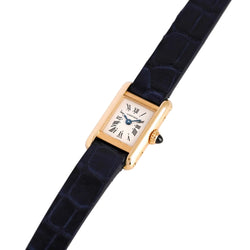 Montre CARTIER Tank Louis Cartier Mini en or jaune, acier et cuir