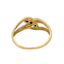 Bague en or blanc, or jaune, rubis et diamants