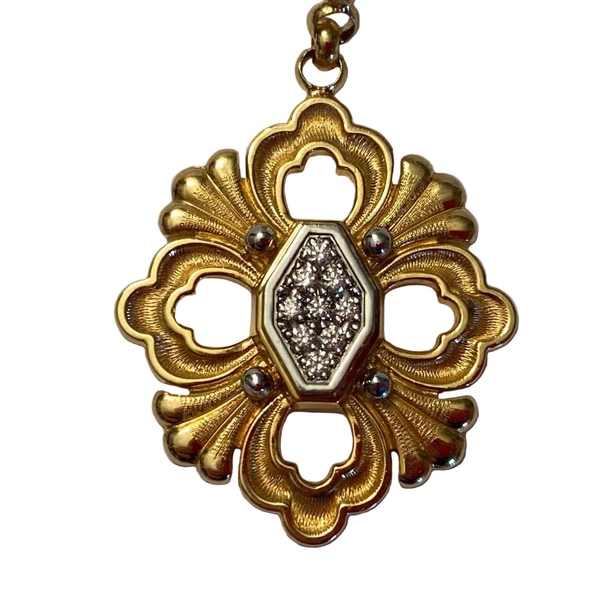 Boucles d'oreilles Pendantes BUCCELLATI "Opéra" en or blanc, or jaune et diamants