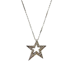 Collier Pendentif Étoile en or blanc et diamants