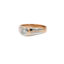 Bague Jonc en or blanc, or rose et diamant