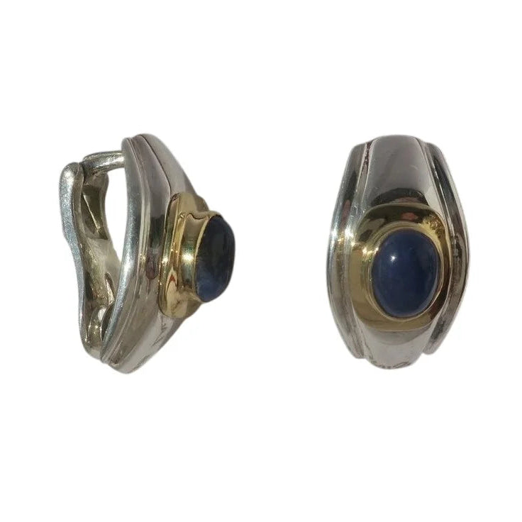 Boucles d'oreilles Clips LALAOUNIS en or jaune, argent et saphirs