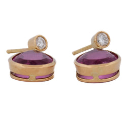 Boucles d'oreilles Pendantes en or jaune, tourmalines et diamants