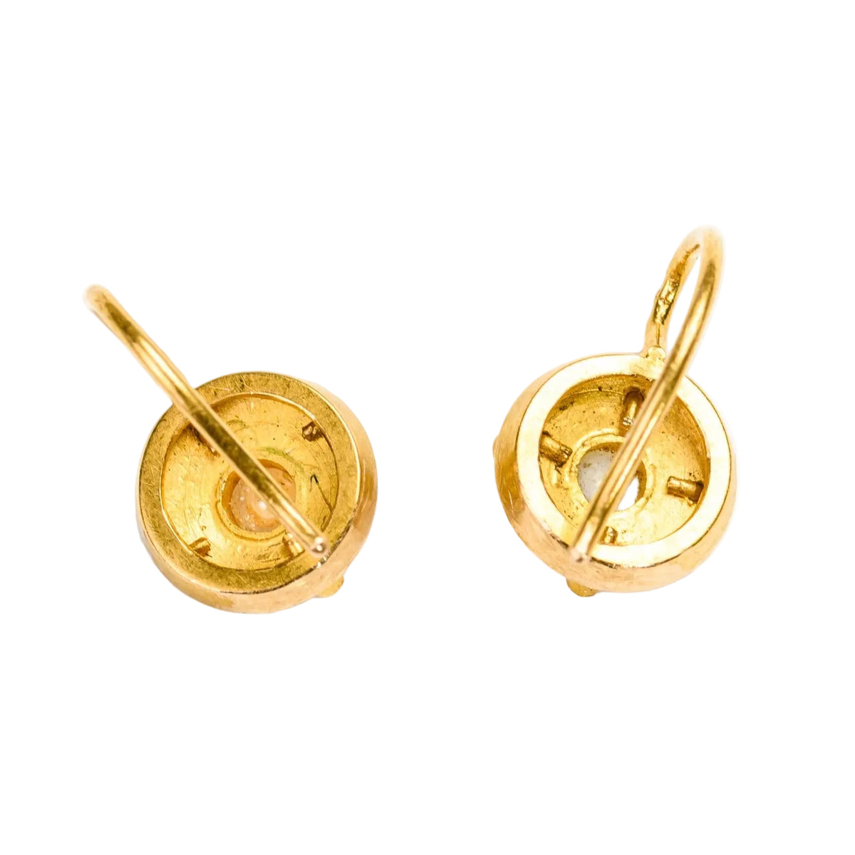 Boucles d'oreilles Pendantes en or jaune et perles